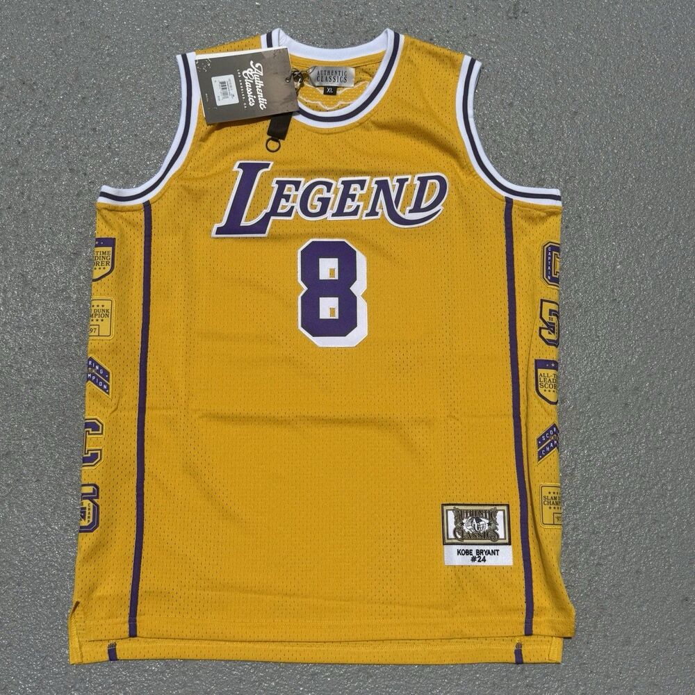 Men’s Kobe Bryant Legend Mamba Jersey Headgear Classics Gold Size XL